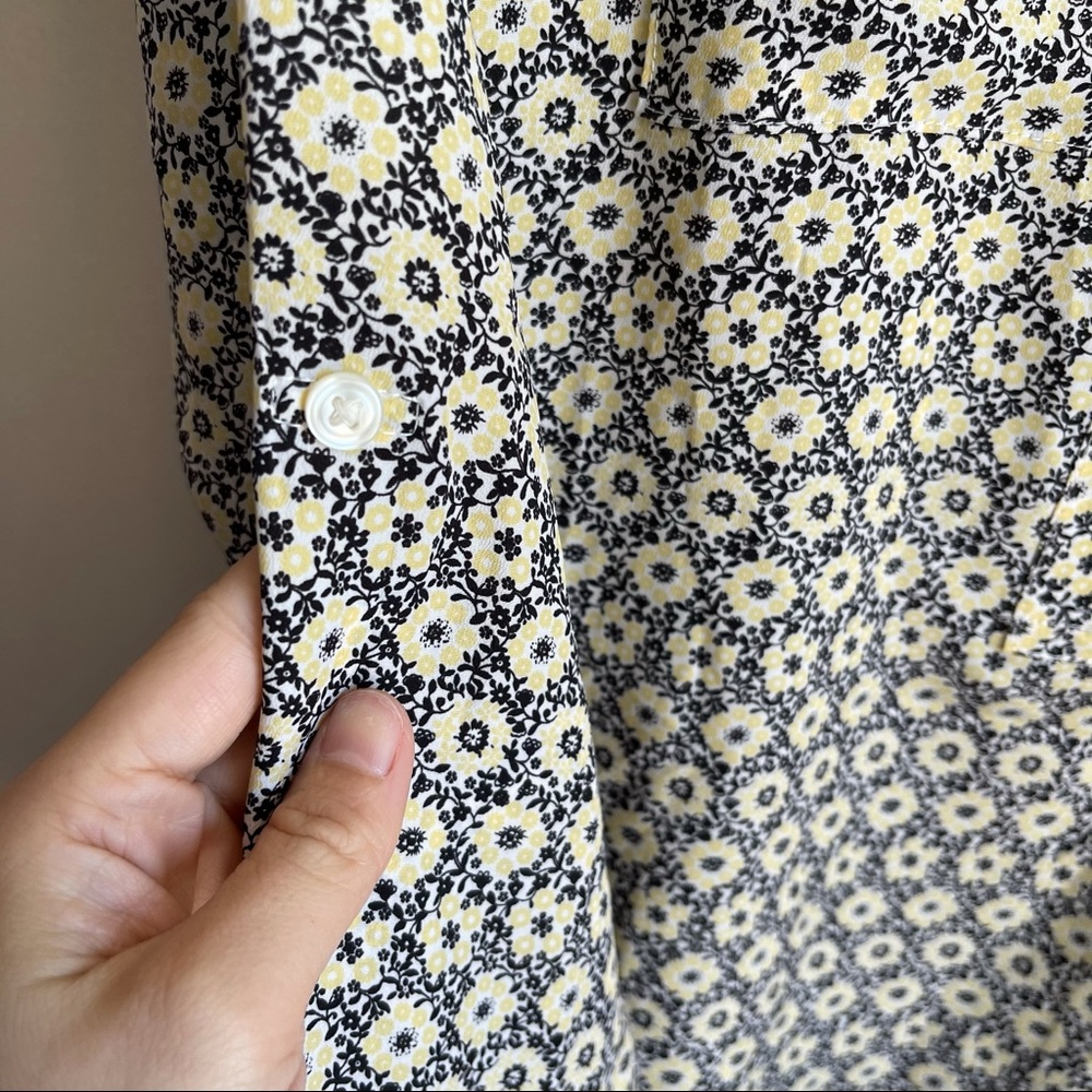 Ann Taylor Popover Floral Tab Sleeve Career Blouse - Picture 4 of 6